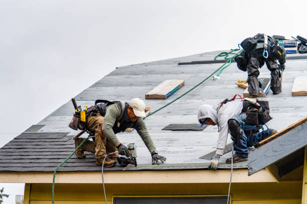 Professional Gutter Installation technician working in Holliston, MA